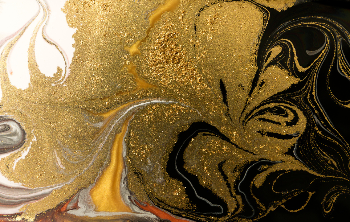 Gold Marbling Texture Design. Golden Marble Pattern. Fluid Art.