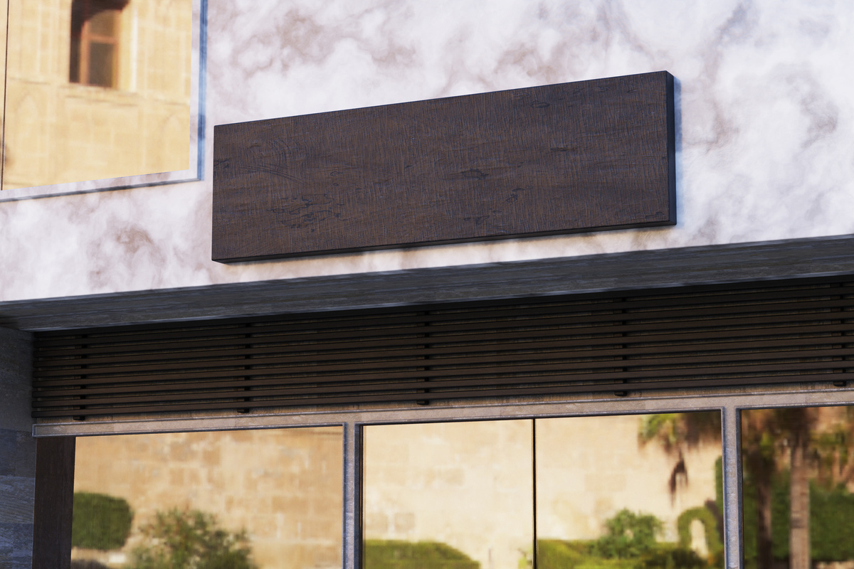 Shop front view with black facade